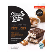Simply Wize Gluten Free Rice Bars Milk Choc Salted Caramel - 90g