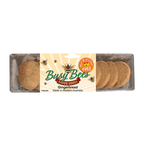 Busy Bees Baked Goods Gingerbread Biscuits are Gluten Free and Nut Free.