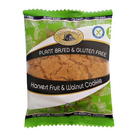 Picture of Future Bake Australia Plant Based & Gluten Free Harvest Fruit & Walnut Cookie that is also dairy free and egg free.