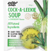 Plantasy Foods Cock-A-Leekie Soup, front of sachet.