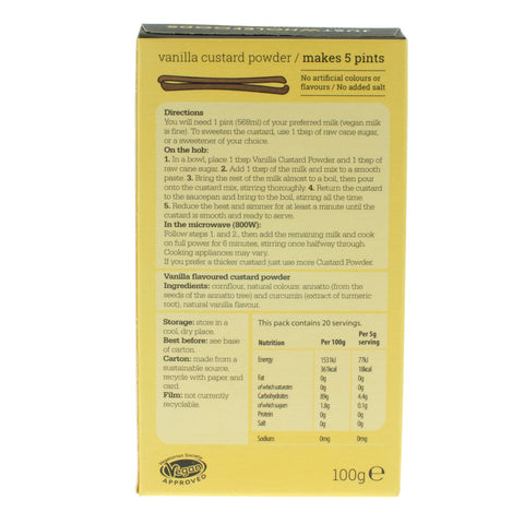 Just Whole Foods Vanilla Custard Powder - 100g