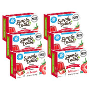 12 boxes of Simply Delish Natural Strawberry Flavour Jel Dessert. This gluten free jelly is also Vegan and Sugar Free.