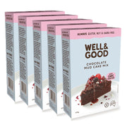 Image shows 5 boxes of Well & Good gluten free Chocolate Mudcake Mix.