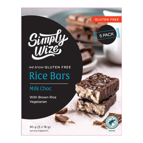 Simply Wize Gluten Free Rice Bars Milk Choc - 90g