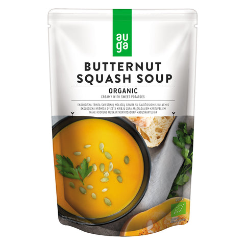 Auga Organic Butternut Squash Soup in stand up pouch.