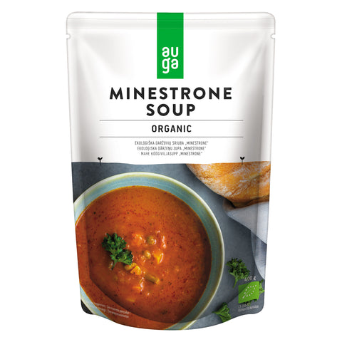 Auga Organic Minestrone Soup in stand up pouch.