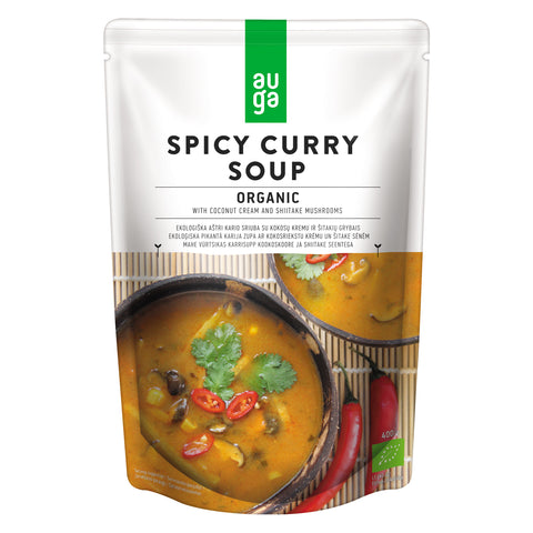 Auga Organic Spicy Curry Soup in stand up pouch.