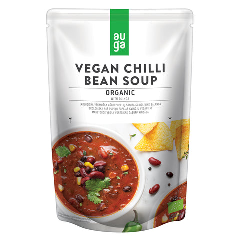 Auga Vegan Chilli Bean Soup with Quinoa in stand up pouch.