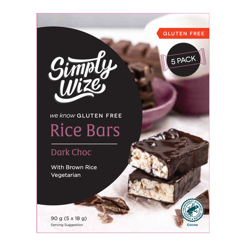 Simply Wize Gluten Free Rice Bars Dark Choc - 90g