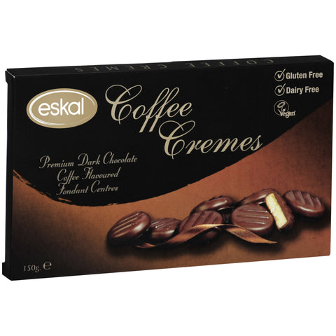 Eskal Coffee Cremes feature a smooth coffee flavoured fondant centre coated in premium dark chocolate.