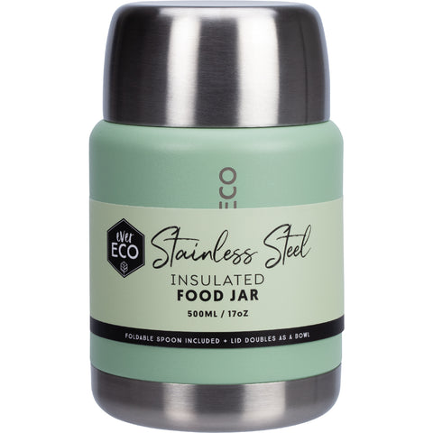 Ever Eco Insulated Stainless Steel Food Jar 500ml in Sage green.