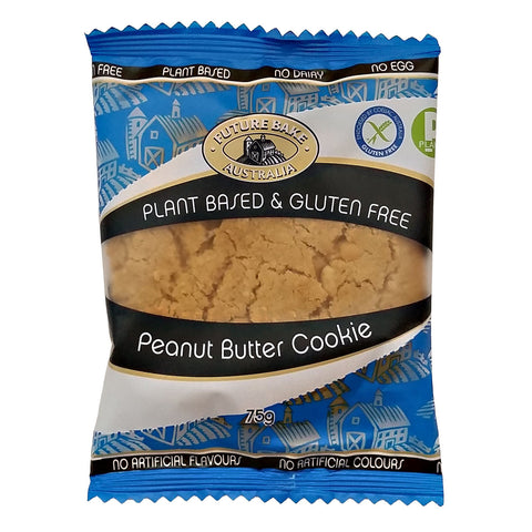 Picture of Future Bake Australia Plant Based & Gluten Free Peanut Butter Cookie that is also dairy free and egg free.