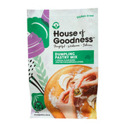 House of Goodness Dumpling Pasty Mix, front of new packaging pouch.
