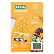 Picture of the back of product carton of Leda Gluten Free Cracker Miniz Cheeze flavoured biscuits.