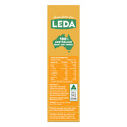 Picture of the left side of product carton of Leda Gluten Free Cracker Miniz Cheeze flavoured biscuits.