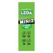 Picture of the right side of product carton of Leda Gluten Free Cracker Miniz Classic BBQ flavoured biscuits.