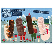Moo Free Christmas Selection Box has four yummy gluten free, dairy free and vegan chocolate bars inside.