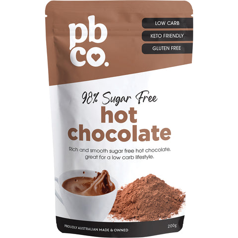 PBCo. 98% Sugar Free Hot Chocolate - front of pack.