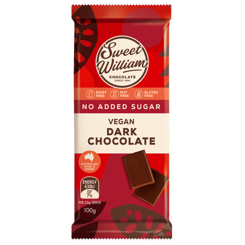 Sweet William No Added Sugar Dark Chocolate - 100g