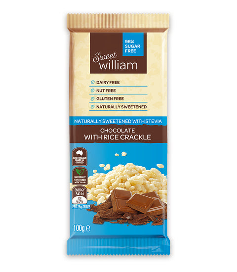 Sweet William No Added Sugar Rice Crackle Chocolate - 100g