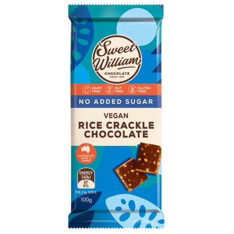 Sweet William No Added Sugar Rice Crackle Chocolate - 100g
