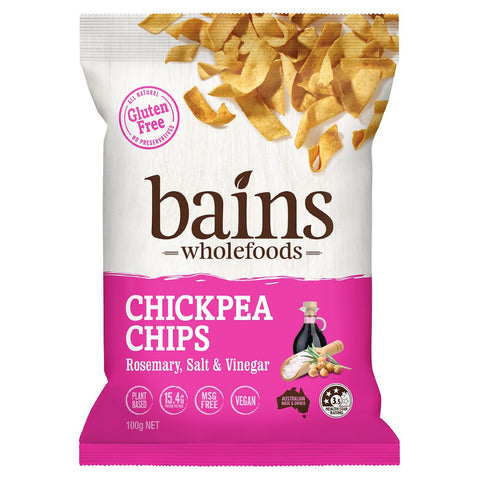 Bains Wholefoods Chickpea Chips Rosemary, Salt and Vinegar - 100g
