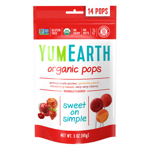 Yum Earth Organic Assorted Fruit Lollipops - 85g, 14 lollipops