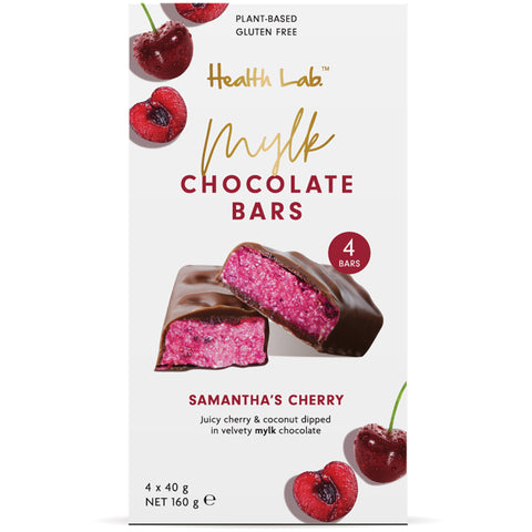 Health Lab Samantha's Cherry Mylk Chocolate Bars - 4x 40g