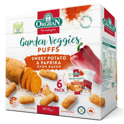 Orgran Garden Veggies Puffs Sweet Potato and Paprika Multipack - 6x 20g