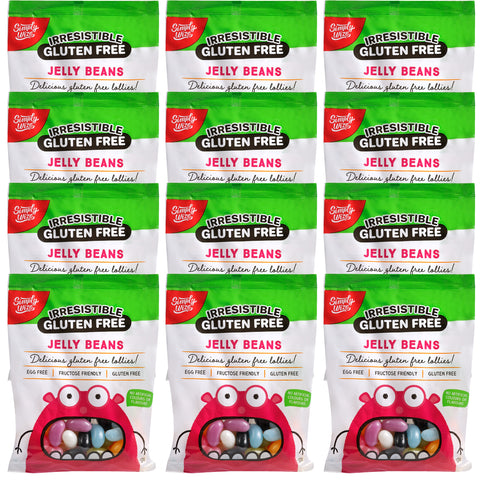 12 bags of Simply Wize Irresistible Gluten Free Jelly Beans. Free from lollies that are also egg free and fructose friendly.