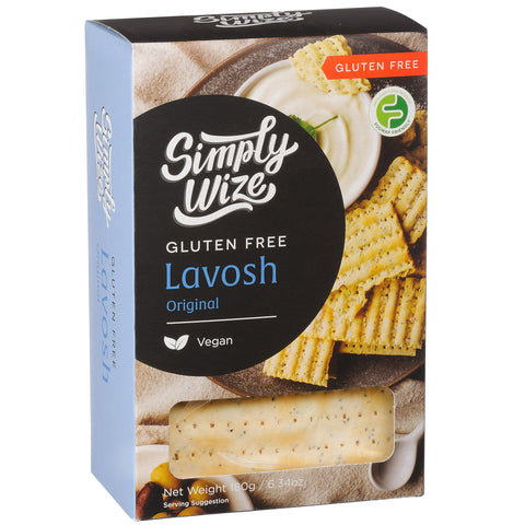 Box of Simply Wize Gluten Free Lavosh Original.