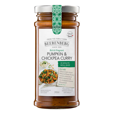 Beerenberg Pumpkin and Chickpea Curry Meal Base - 240ml