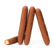 Image of actual product - Naten Organic and Gluten Free biscuit sticks coated in milk chocolate.