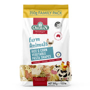 Front of bag of Orgran Farm Animals Rice & Corn Vegetable Pasta Shapes.