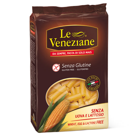 One packet of Le Veneziane Gluten Free Pasta Rigatoni. This GF Pasta is specifically formulated for Coeliacs.