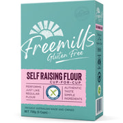Freemills Gluten Free Self Raising Flour front and left side of box.