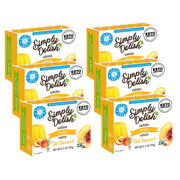 12 boxes of Simply Delish Natural Peach Flavour Jel Dessert. Gluten Free jelly that is all natural, non-gmo and vegan.