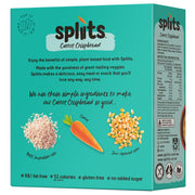 Spliits Gluten Free Carrot Crispbread, picture of back and left side of box.