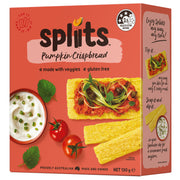Spliits Gluten Free Pumpkin Crispbread, picture of front and right side of box.