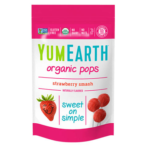 Yum Earth Organic Strawberry Lollipops - 87g, 14 lollipops
