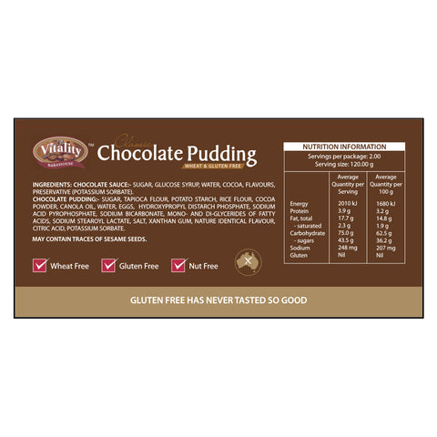 Vitality Bakehouse Classic Chocolate Pudding - 2x 120g