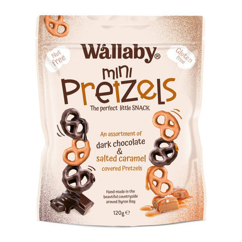 Wallaby Mini Pretzels Dark Choc & Salted Caramel 120g