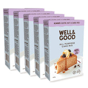 5 boxes of Well & Good Gluten Free All Purpose Cake Mix.