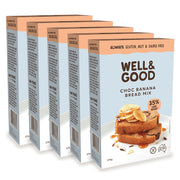 One carton contains 5 individual boxes of Well & Good Gluten Free Choc Banana Bread Mix.