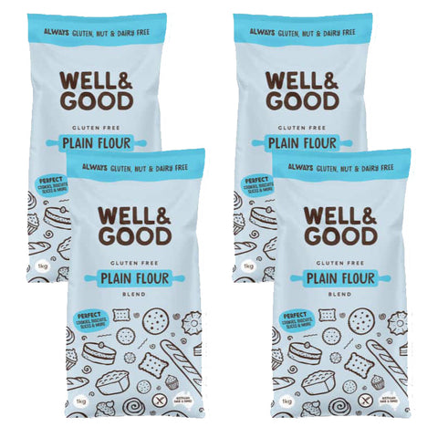 Image showing 4 bags (one carton) of Well & Good Gluten Free Plain Flour Blend.