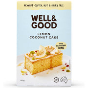 Front of box of Well & Good Lemon Coconut Cake.